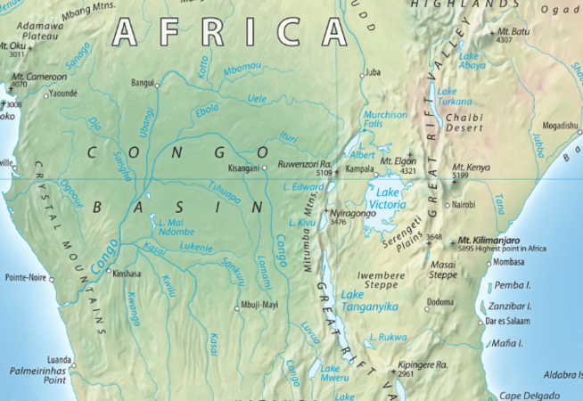 Map of Congo, Kenya