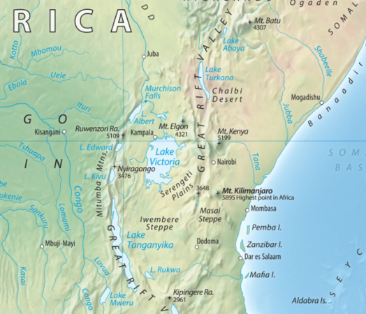Equal earth map of Uganda Kenya