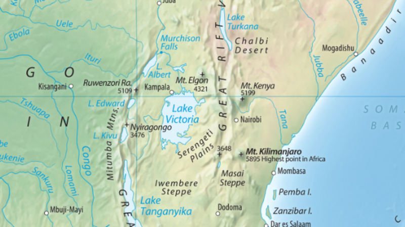 Equal earth map of Uganda Kenya