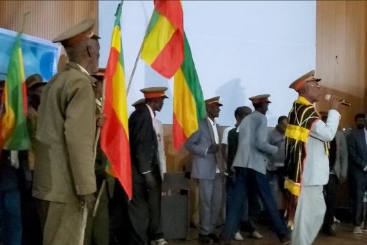 Patriots performing War Songs in the Bahir Dar University