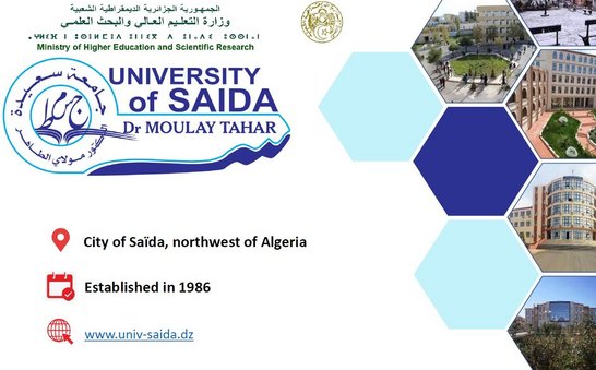 A picture with the logo of University of Saida