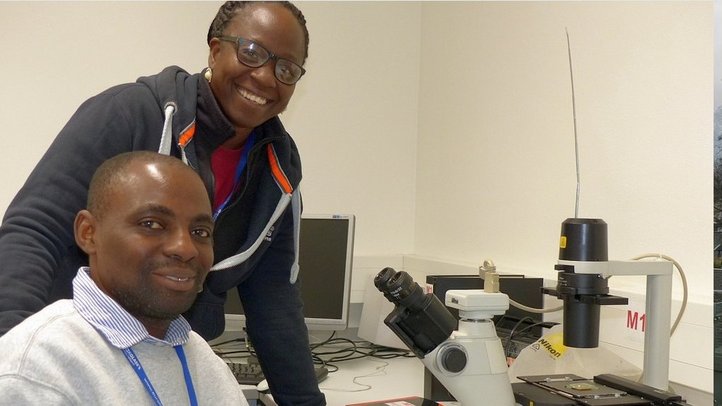 Dr. Olukanni and Dr. Ogunlaja in lab