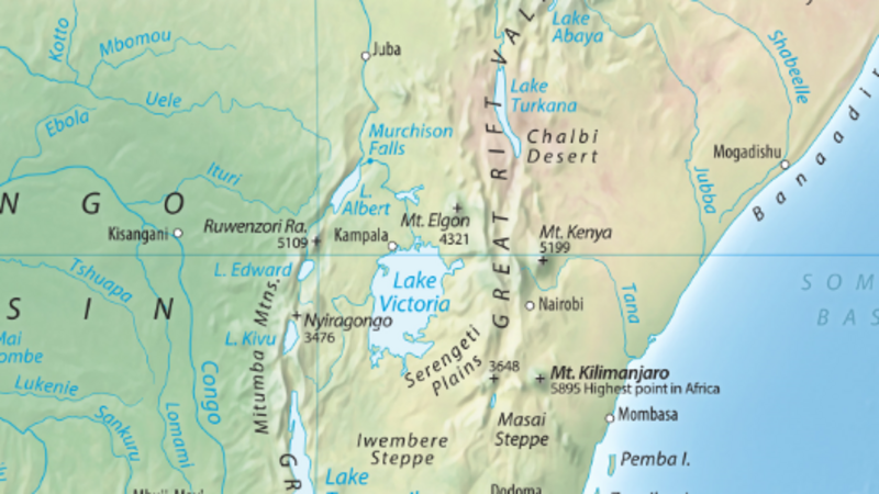 Map of Kenya, DR Congo