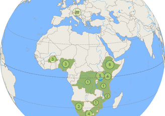 A map of the world colouring involved African countries