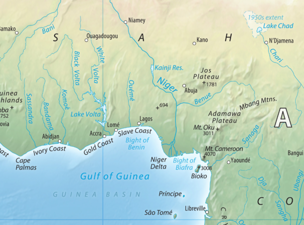 Physical map of Nigeria